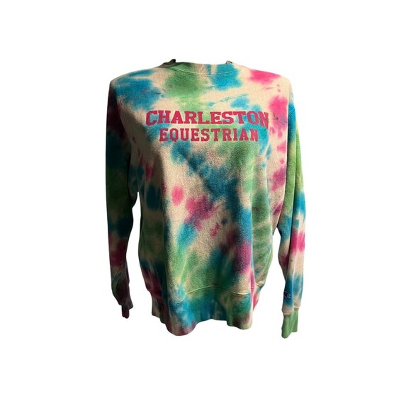 Champion Reverse Weave Tie-Dye Charleston Equestrian Sweatshirt Large Cotton Ble - Picture 1 of 3